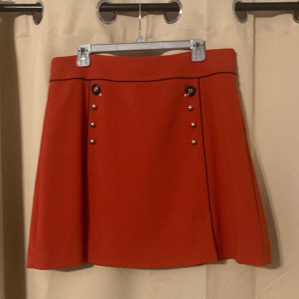 Orange Black Mini A-line Skirt for Work